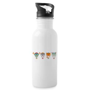 Süße Tiere fahren Ski – Geschenkidee - Trinkflasche mit integriertem Trinkhalm - Weiß - Rechts