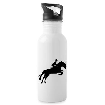 pferd reiten reiterin silhouette - Trinkflasche mit integriertem Trinkhalm - Weiß - Rechts