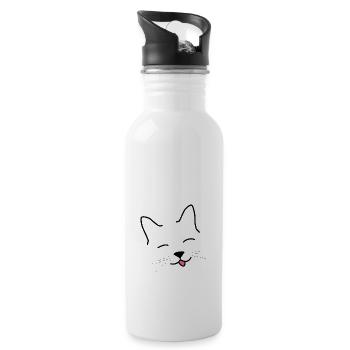 chat heureux - Gourde avec paille intégrée - blanc - Droite