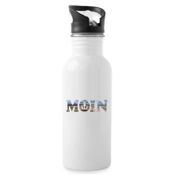 Moin sagt man in Norddeutschland - Water bottle with straw - white - Right