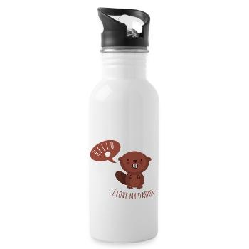 I love my daddy gift birth papa father - Water bottle with straw - white - Right