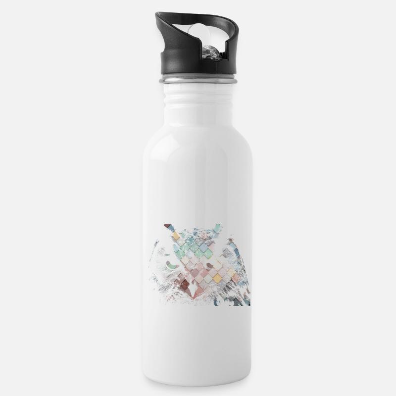 Eule - Trinkflasche mit integriertem Trinkhalm - Weiß