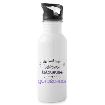Je suis une tatoueuse qui déchire - Gourde avec paille intégrée - blanc - Droite