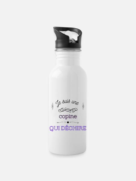 je suis une copine qui déchire - Gourde avec paille intégrée - blanc