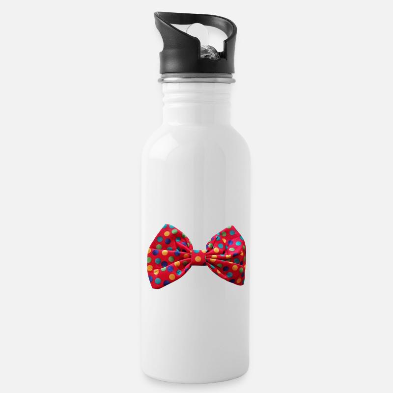 Clownfliege - Trinkflasche mit integriertem Trinkhalm - Weiß