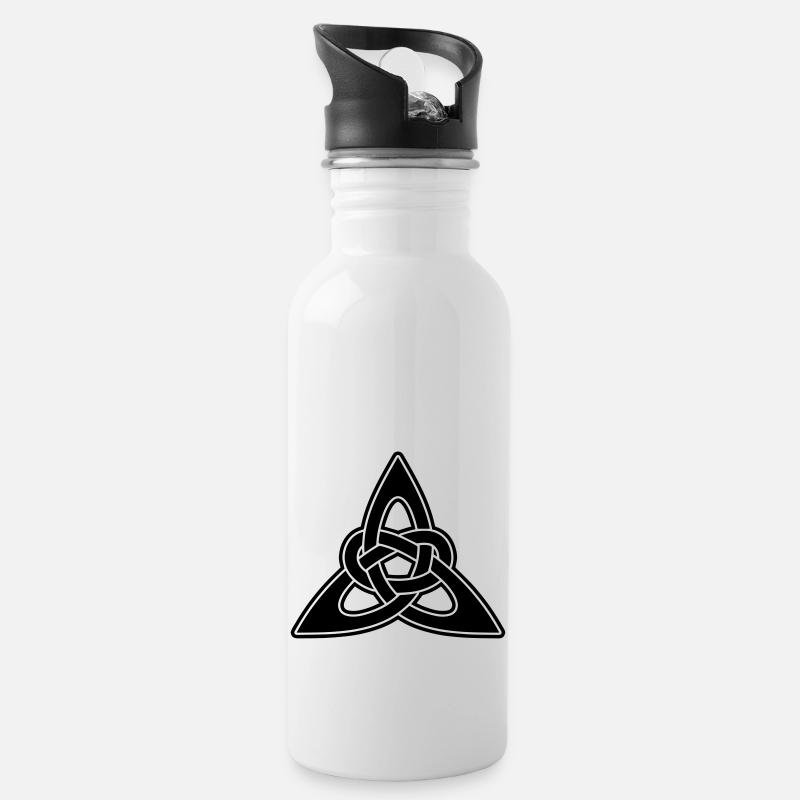 Celtic knots - Water bottle with straw - white