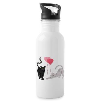 Balloon cats - Water bottle with straw - white - Right