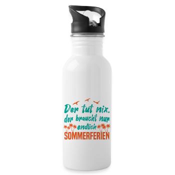 Der tut nix, der braucht Sommerferien - Trinkflasche mit integriertem Trinkhalm - Weiß - Rechts