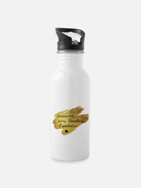 Ich bin leidenschaftlich mashing jede Erwartung - Trinkflasche mit integriertem Trinkhalm - Weiß
