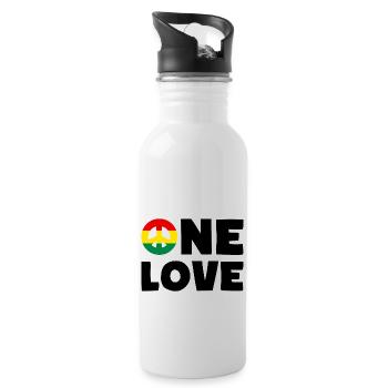 ONE LOVE Peace Jamaica Reggae Rastafari - Gourde avec paille intégrée - blanc - Droite