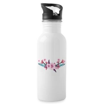 blumen - Trinkflasche mit integriertem Trinkhalm - Weiß - Rechts