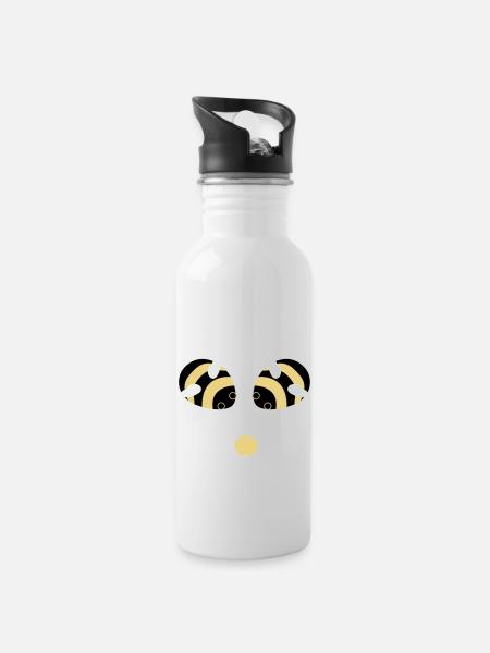 Bees flower - Water bottle with straw - white