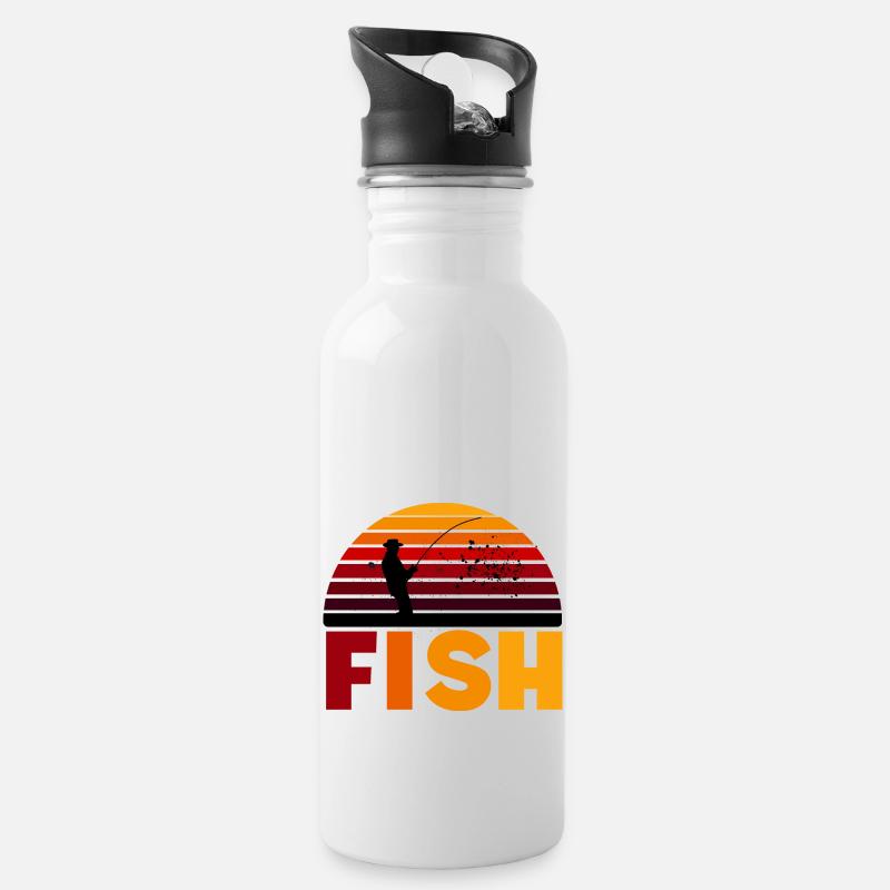 FISH - Trinkflasche mit integriertem Trinkhalm - Weiß