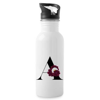 Buchstabe A Blühende - Trinkflasche mit integriertem Trinkhalm - Weiß - Rechts