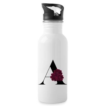 Buchstabe A Blühende - Trinkflasche mit integriertem Trinkhalm - Weiß - Rechts