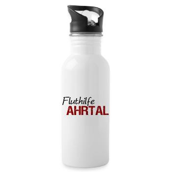 Fluthilfe Ahrtal Flut Helfer Hochwasser Eimerkette - Trinkflasche mit integriertem Trinkhalm - Weiß - Rechts