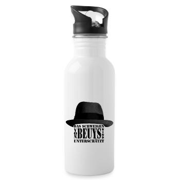 Das Schweigen von Joseph Beuys wird unterschätzt - Trinkflasche mit integriertem Trinkhalm - Weiß - Rechts