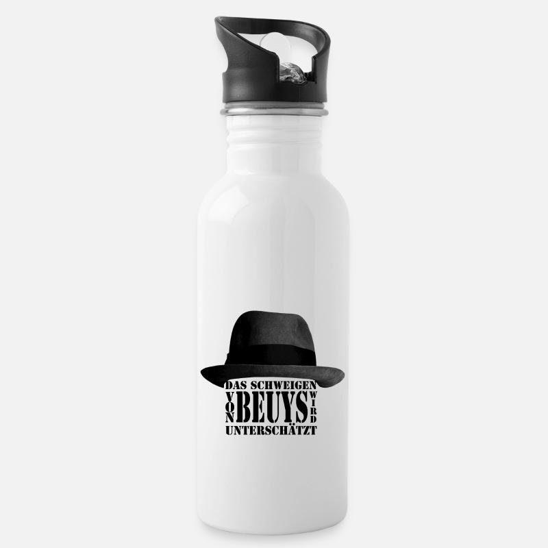 Das Schweigen von Joseph Beuys wird unterschätzt - Trinkflasche mit integriertem Trinkhalm - Weiß