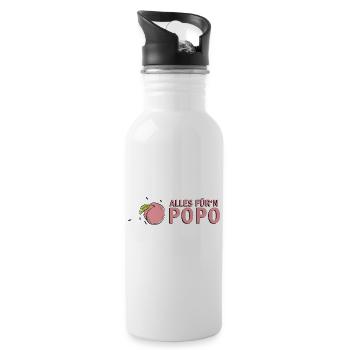 Alles Für'n Popo - Trinkflasche mit integriertem Trinkhalm - Weiß - Rechts