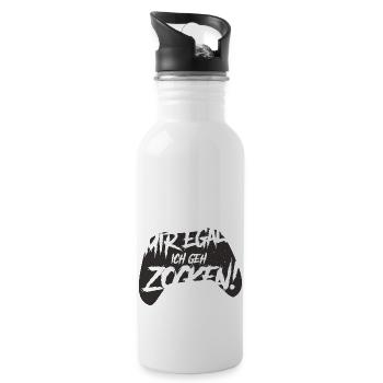 mir egal ich geh zocken, gamer, computer, fun - Trinkflasche mit integriertem Trinkhalm - Weiß - Rechts