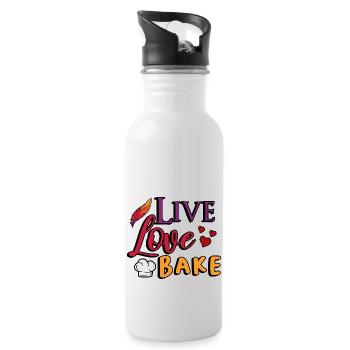 baker funny sayings bread box work saying - Water bottle with straw - white - Right