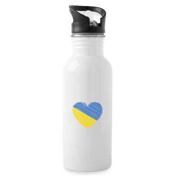 Support Ukraine with I Love Ukraine Heart - Water bottle with straw - white - Right