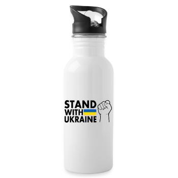 stand with ukraine - Water bottle with straw - white - Right