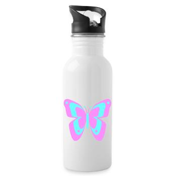 Butterfly Butterfly Insects Spring Summer colorful - Water bottle with straw - white - Right
