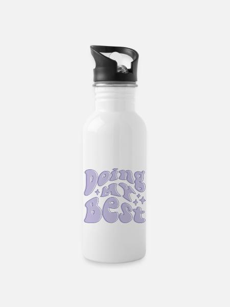 Doing My Best violett - Trinkflasche mit integriertem Trinkhalm - Weiß