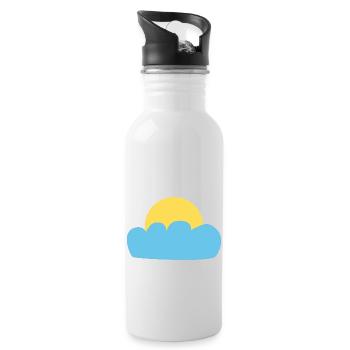Sonne und Wolken - Trinkflasche mit integriertem Trinkhalm - Weiß - Rechts