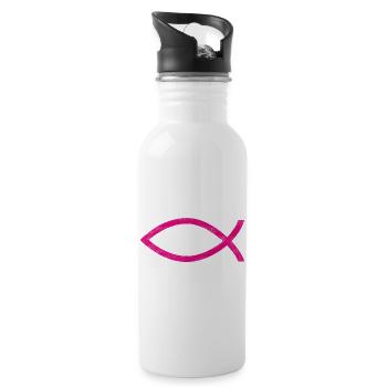 jésus poisson rose - Gourde avec paille intégrée - blanc - Droite