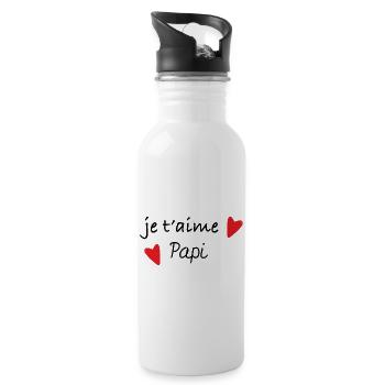 Je t'aime papi de tout mon coeur - Gourde avec paille intégrée - blanc - Droite