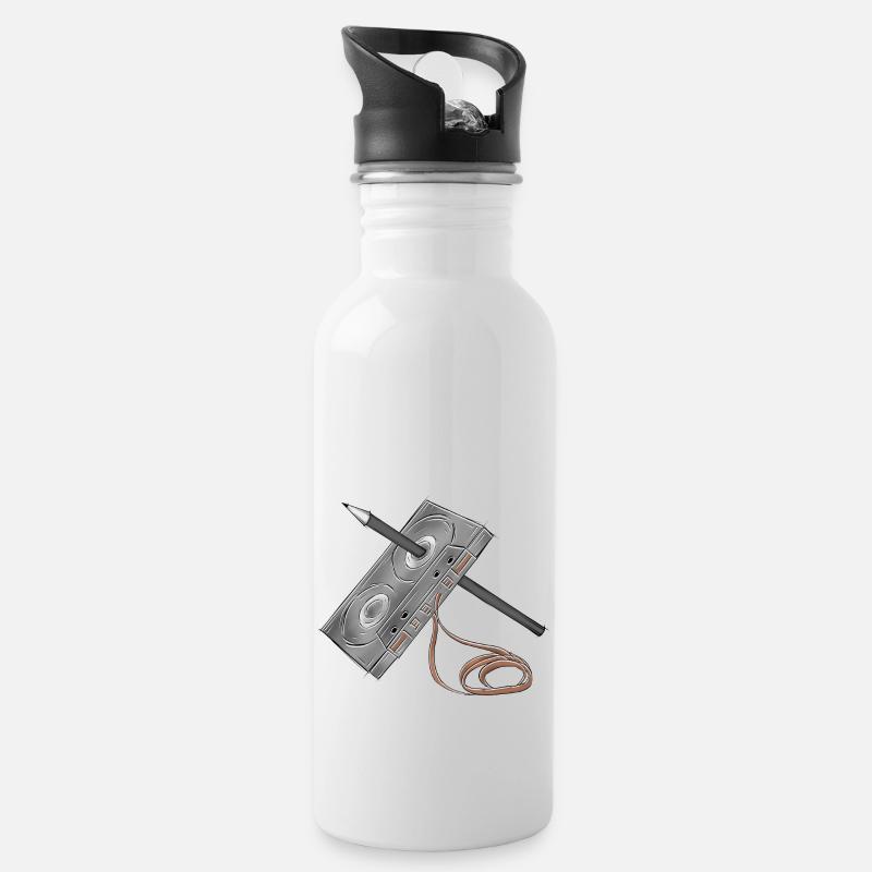 Kassette - Trinkflasche mit integriertem Trinkhalm - Weiß