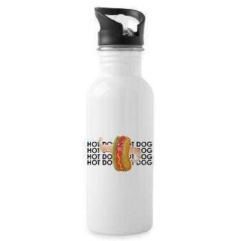 Bodybuilding Hot Dog Fitness Gym Hotdog - Water bottle with straw - white - Right
