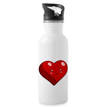 Heart - Trinkflasche mit integriertem Trinkhalm - Weiß - Rechts