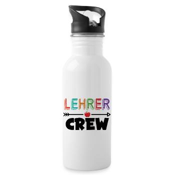 Lehrer Shirt Crew Einschulung Geschenk Erzieher - Trinkflasche mit integriertem Trinkhalm - Weiß - Rechts