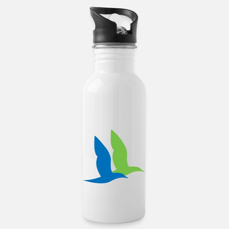 Doppelter Seevogel - Trinkflasche mit integriertem Trinkhalm - Weiß