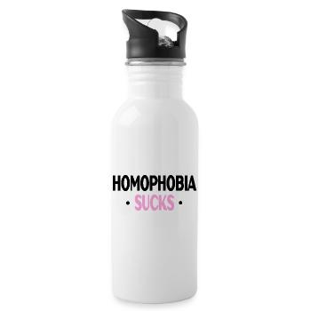 HOMOPHOBIA SUCKS - Trinkflasche mit integriertem Trinkhalm - Weiß - Rechts