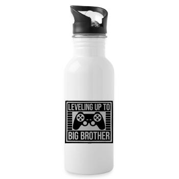 Leveling up big brother - Trinkflasche mit integriertem Trinkhalm - Weiß - Rechts