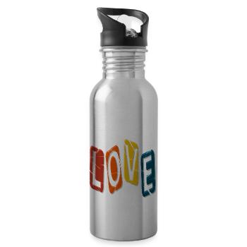 LOVE - Vintage Look - New Stylish Design - Gourde avec paille intégrée - argent clair - Droite