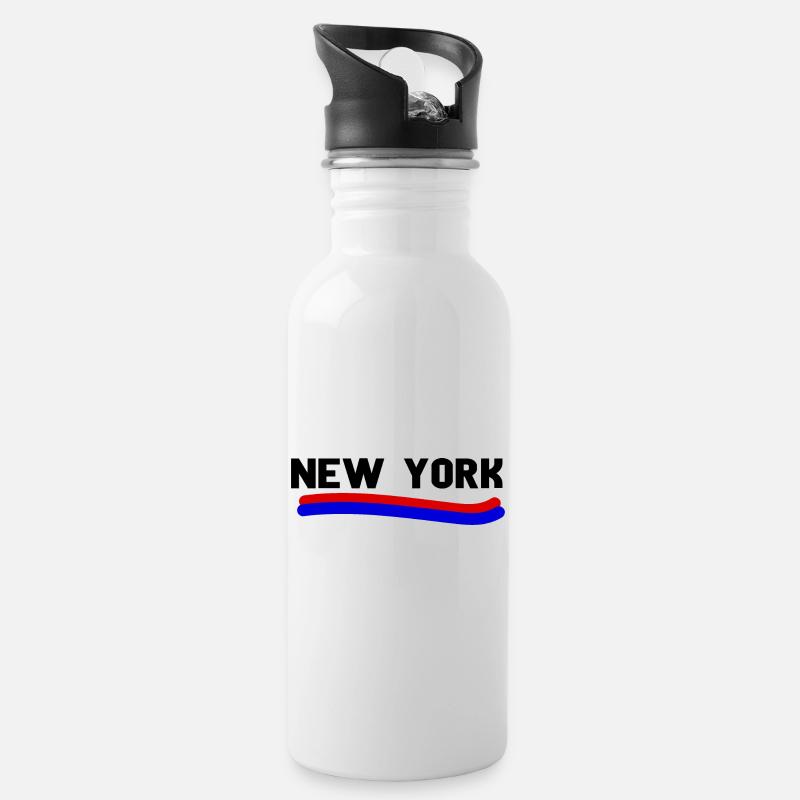New York - Trinkflasche mit integriertem Trinkhalm - Weiß