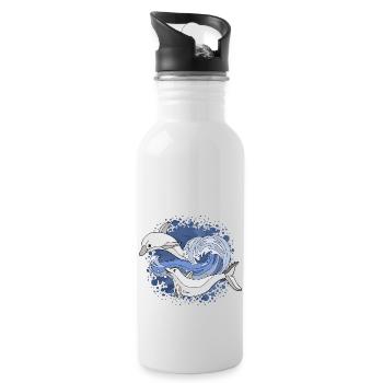 Delphine - Trinkflasche mit integriertem Trinkhalm - Weiß - Rechts