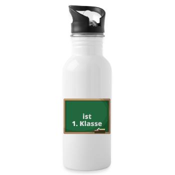 Schulanfänger Shirt mit Namen Erste Klasse Schule - Trinkflasche mit integriertem Trinkhalm - Weiß - Rechts