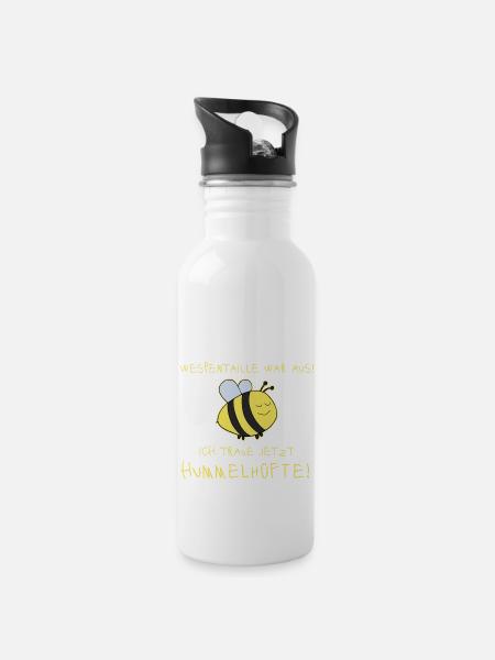Hummel Dick Lustig - Trinkflasche mit integriertem Trinkhalm - Weiß
