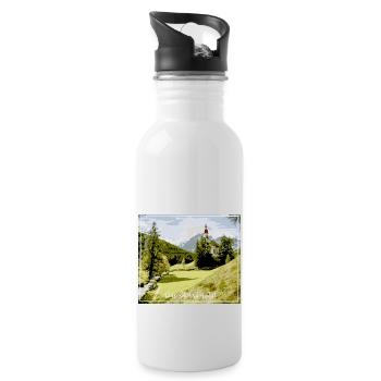 Das Obernbergtal,landschaft,berge,kirche,tirol - Trinkflasche mit integriertem Trinkhalm - Weiß - Rechts