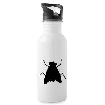 Silhouette Small House Fly Insect - Water bottle with straw - white - Right