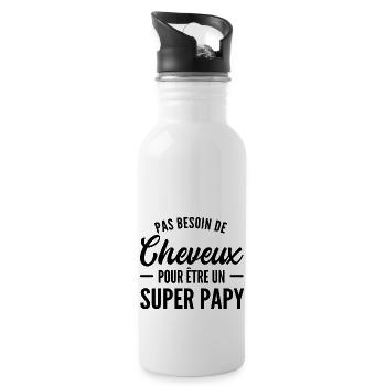 Pas besoin de cheveux pour être un super papy - Gourde avec paille intégrée - blanc - Droite