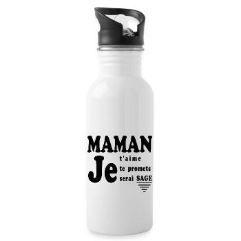 Maman je t'aime je te promets je serai SAGE - Gourde avec paille intégrée - blanc - Droite
