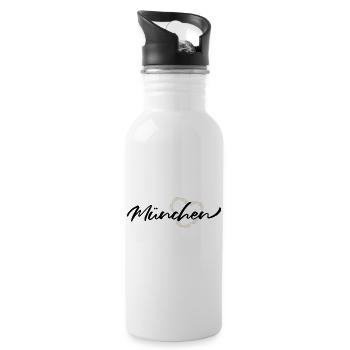 Mein Herz schlägt für München - Schwarz - Trinkflasche mit integriertem Trinkhalm - Weiß - Rechts