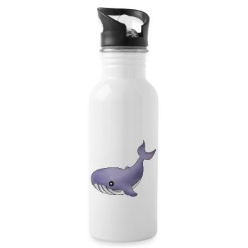 Wal Blauwal Meer Ozean Geschenkidee - Trinkflasche mit integriertem Trinkhalm - Weiß - Rechts